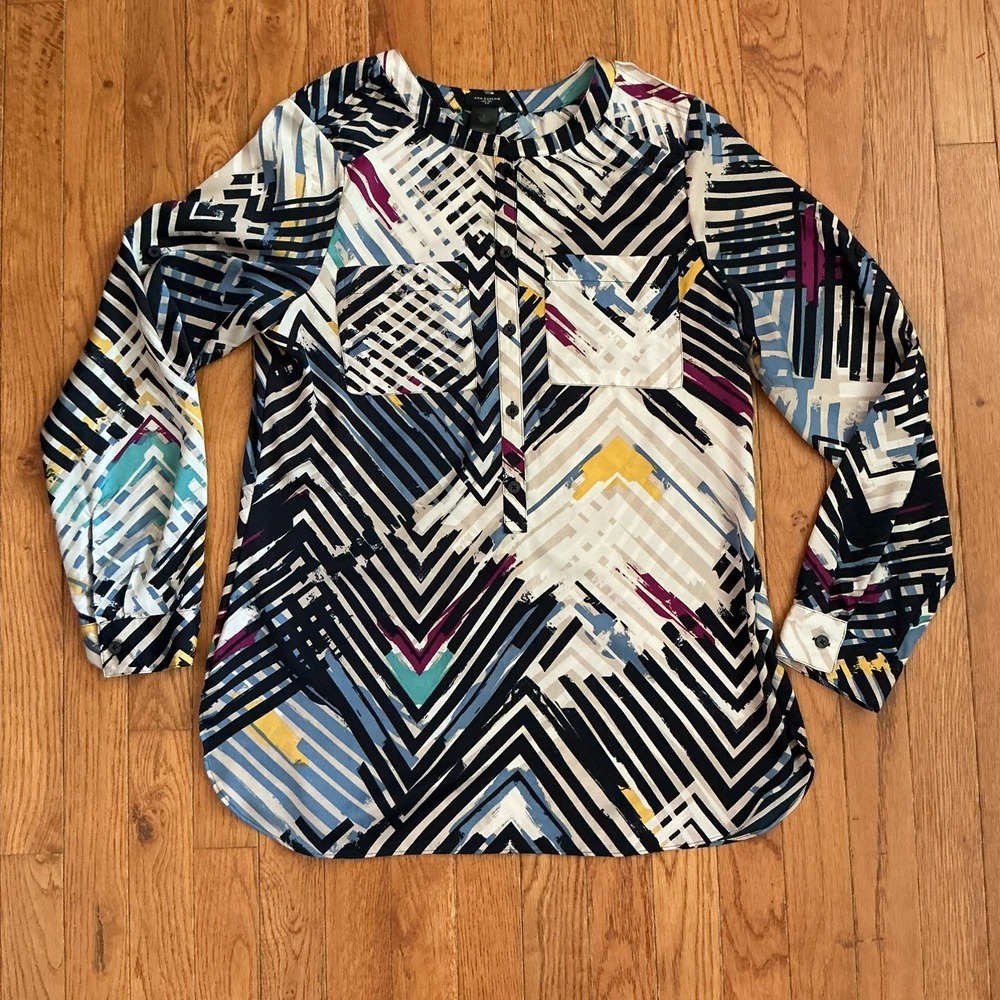 Ann Taylor Abstract Geo-Print Women's Small Blouse